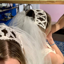 Load image into Gallery viewer, 70's - wide lattice Juliette cap & veil