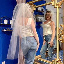 Load image into Gallery viewer, 70's - wide lattice Juliette cap & veil