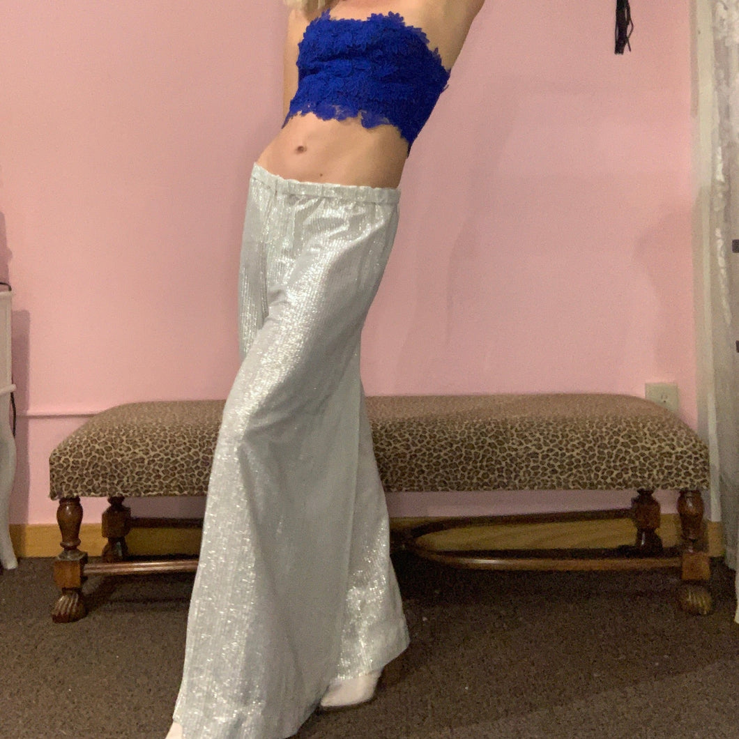 70's - silver lame' palazzo pants