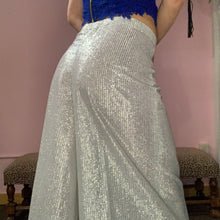 Load image into Gallery viewer, 70&#39;s - silver lame&#39; palazzo pants
